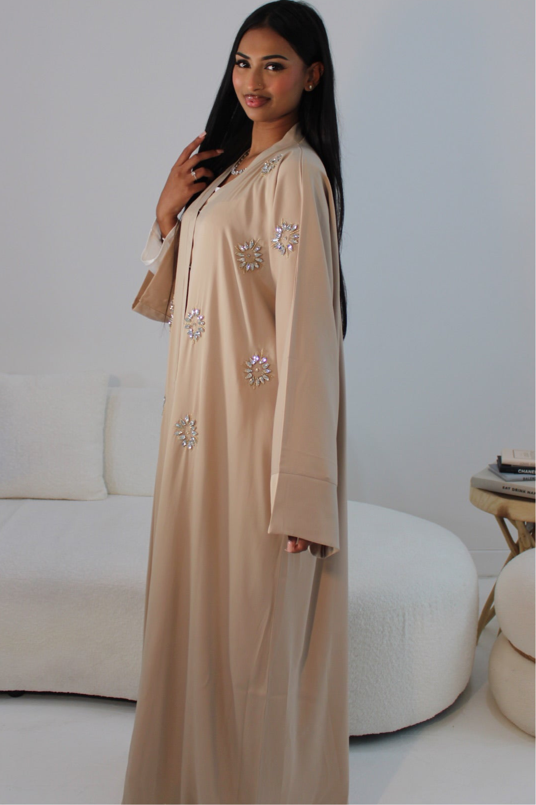 Marieme Abaya with chiffon scarf | CREAM
