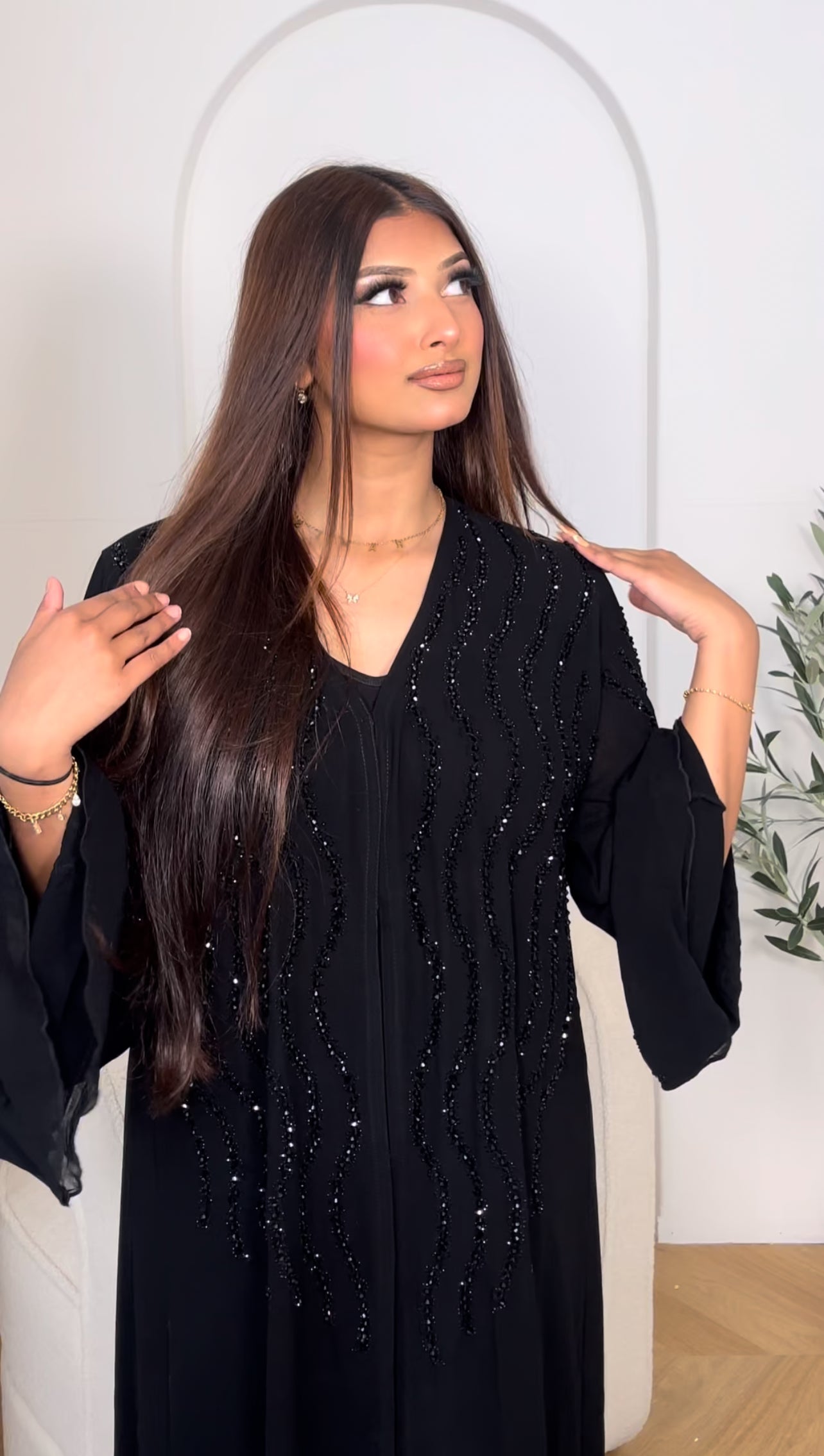 Twilight abaya with chiffon scarf | BLACK