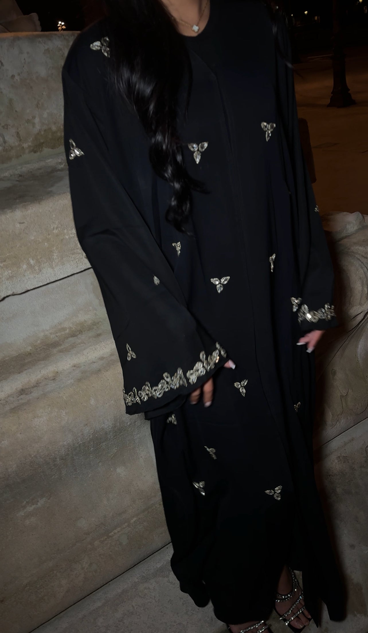 Starlight abaya with chiffon scarf