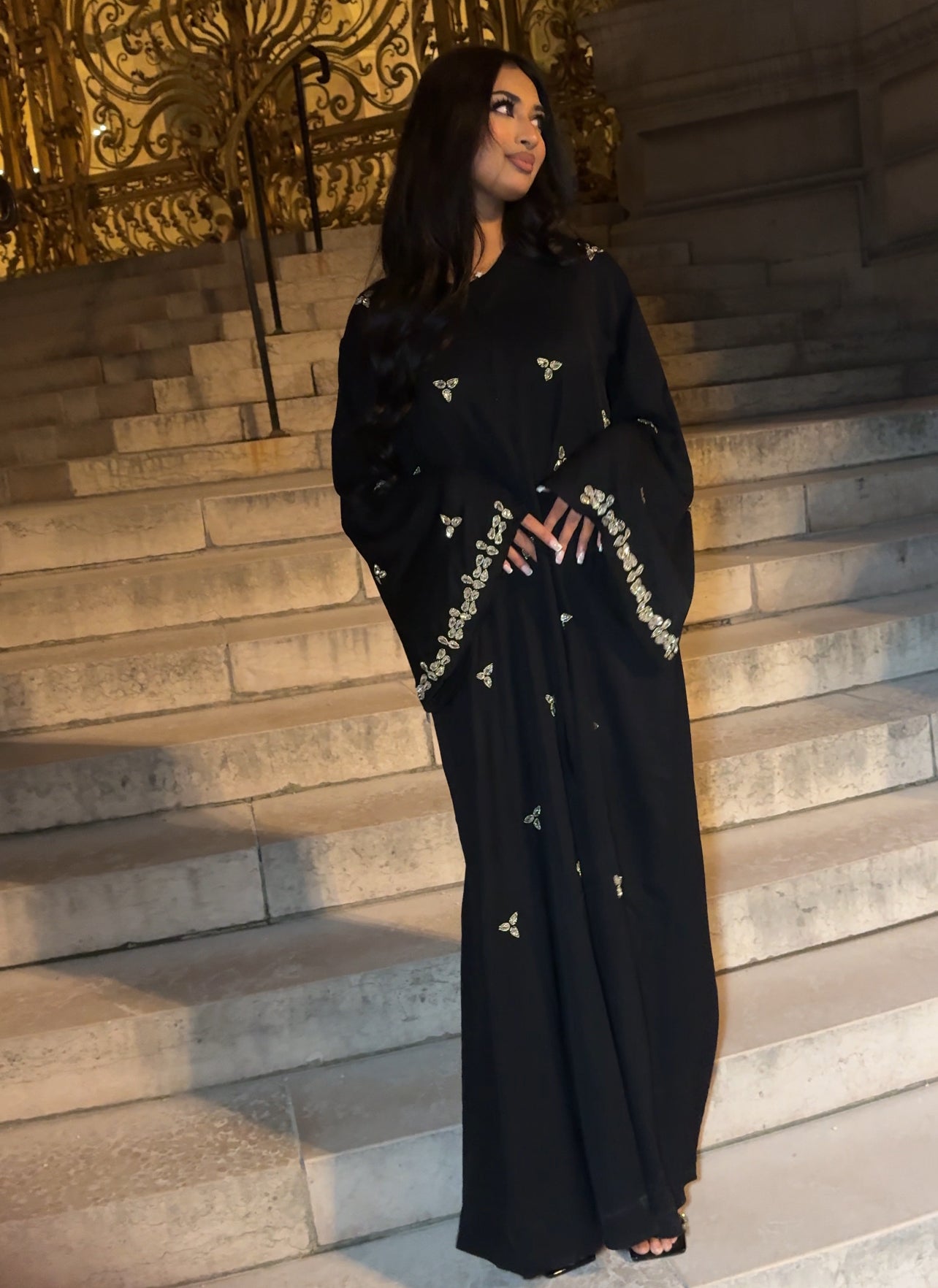 Starlight abaya with chiffon scarf