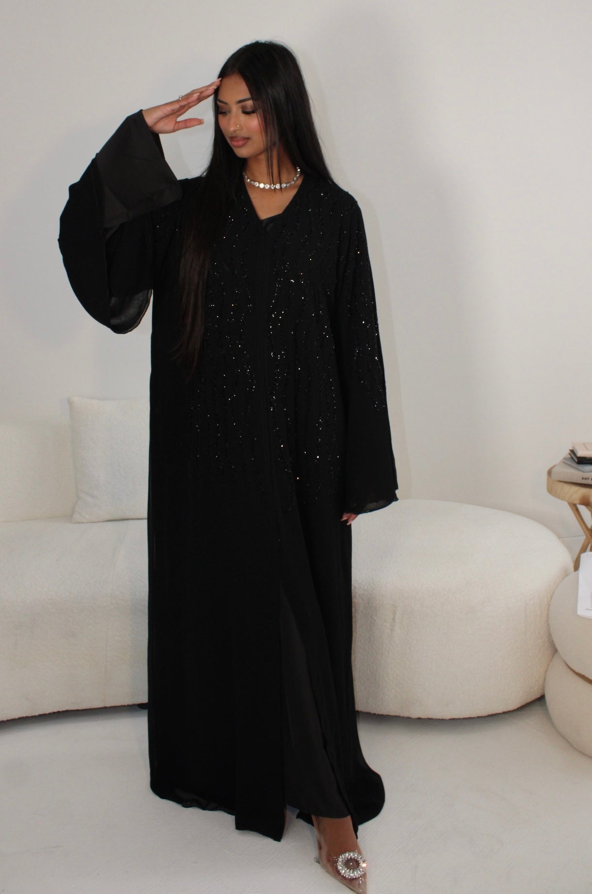 Twilight abaya black with chiffon scarf