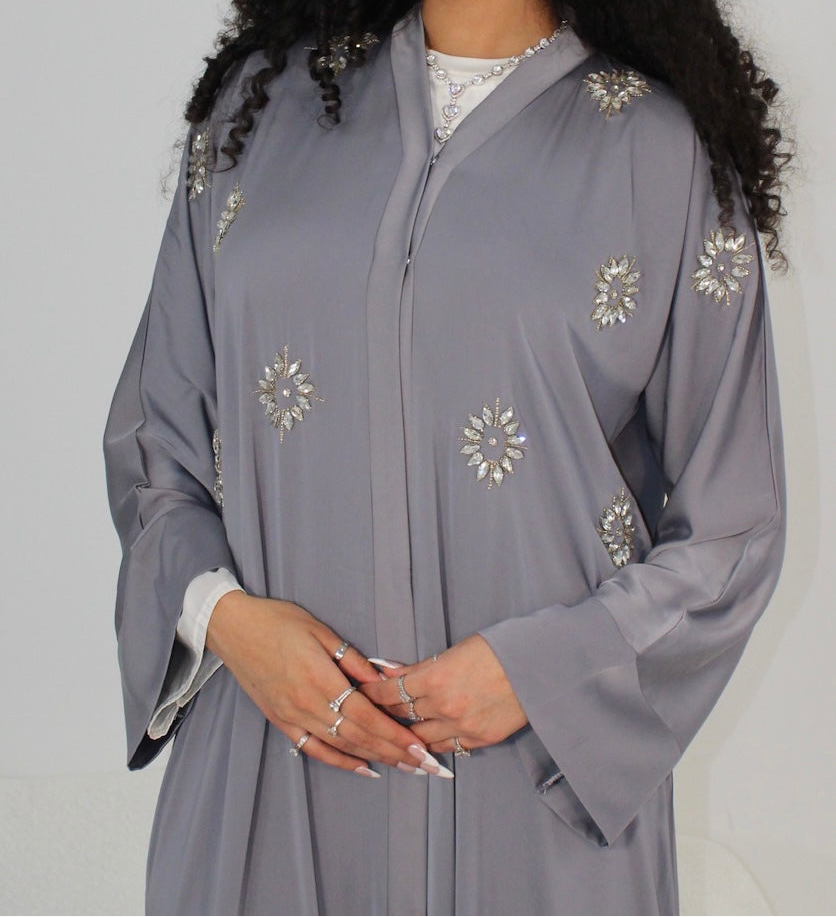 Marieme abaya grey with chiffon scarf