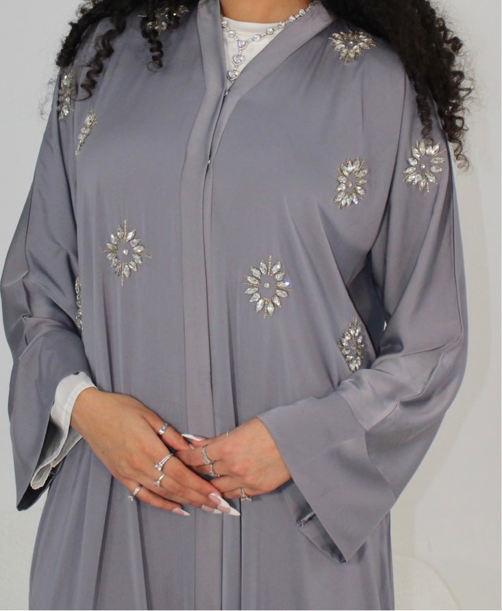 Marieme abaya grey with chiffon scarf