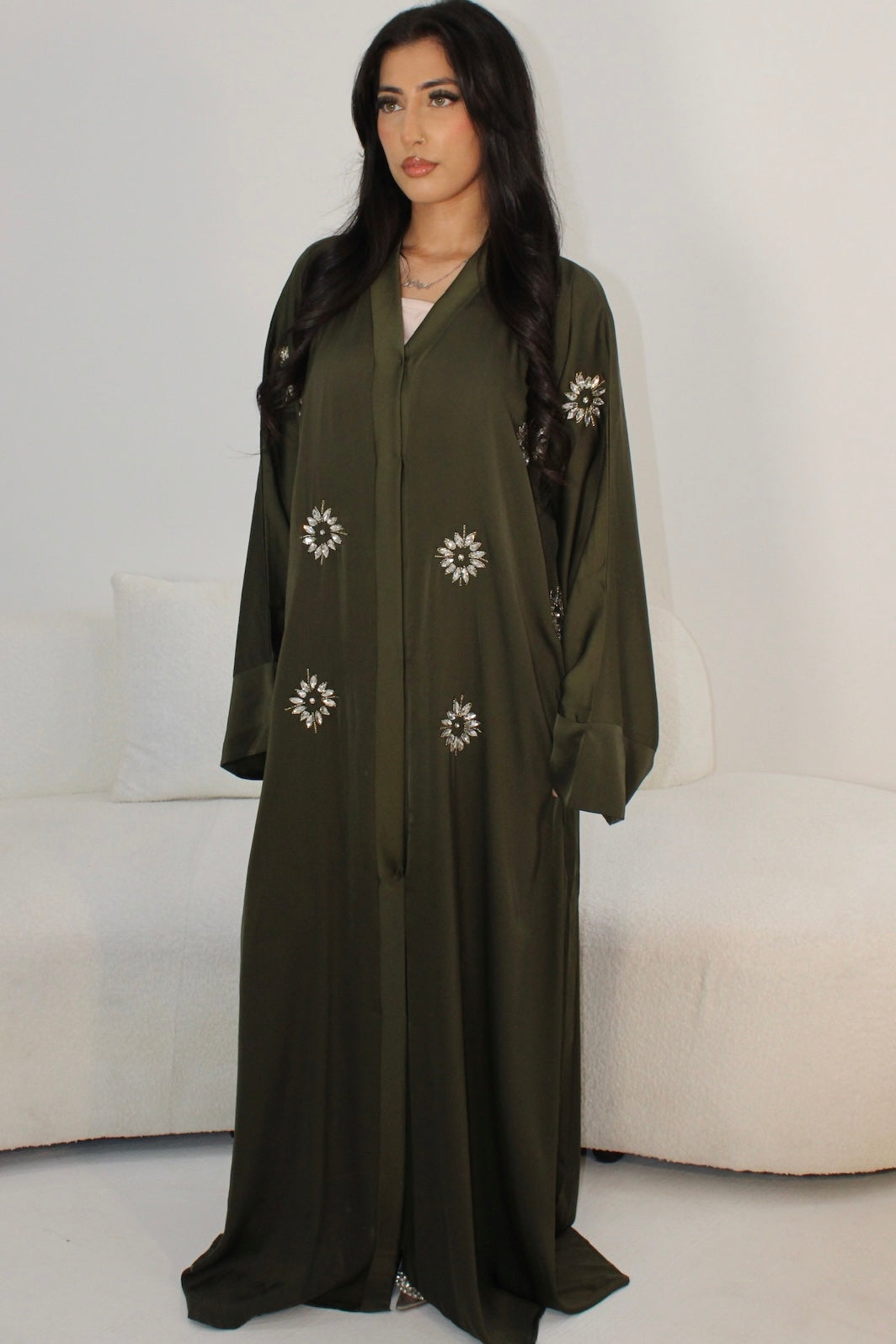 Marieme abaya olive with chiffon scarf