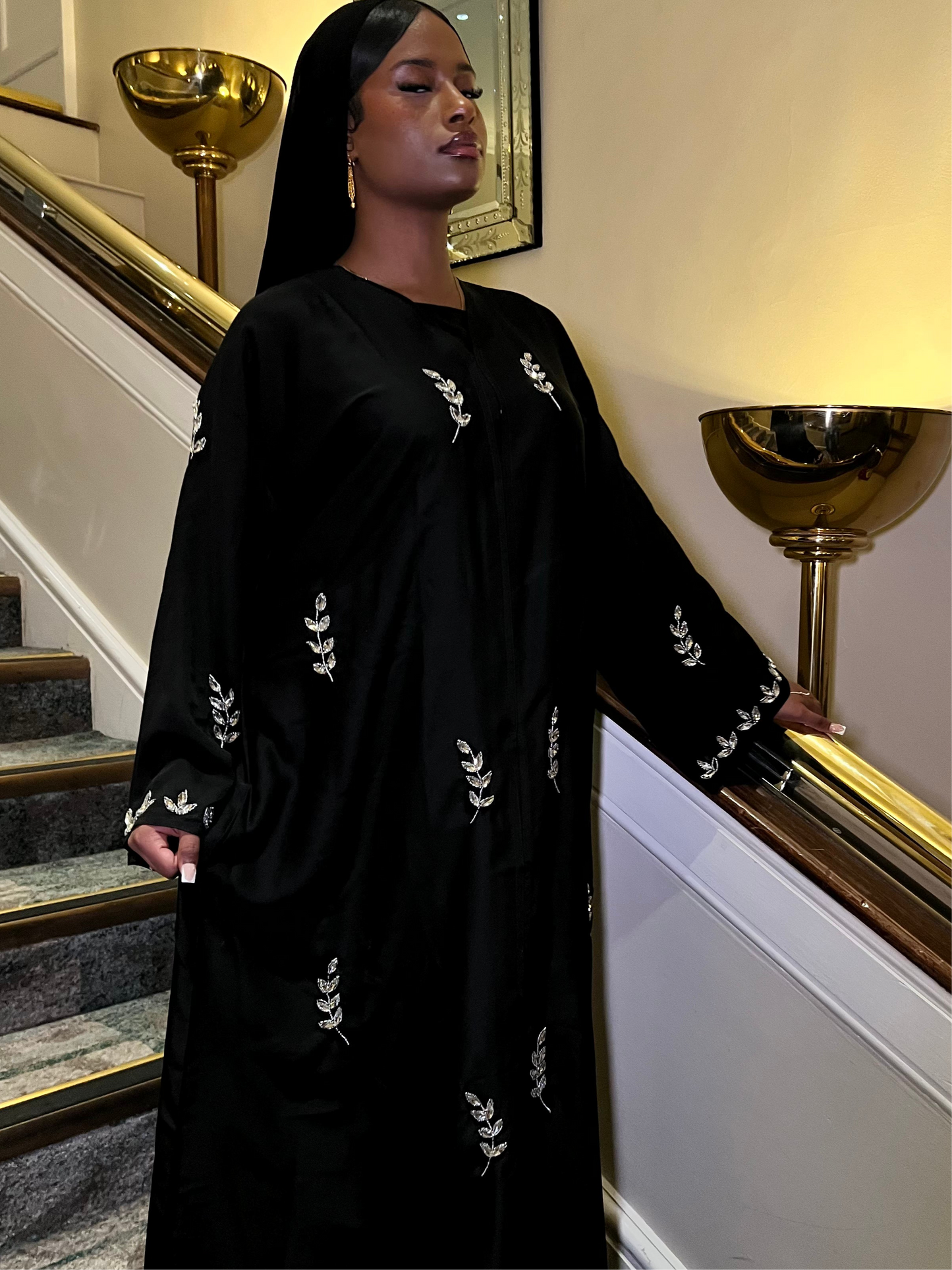 Eclipse abaya with chiffon scarf | BLACK