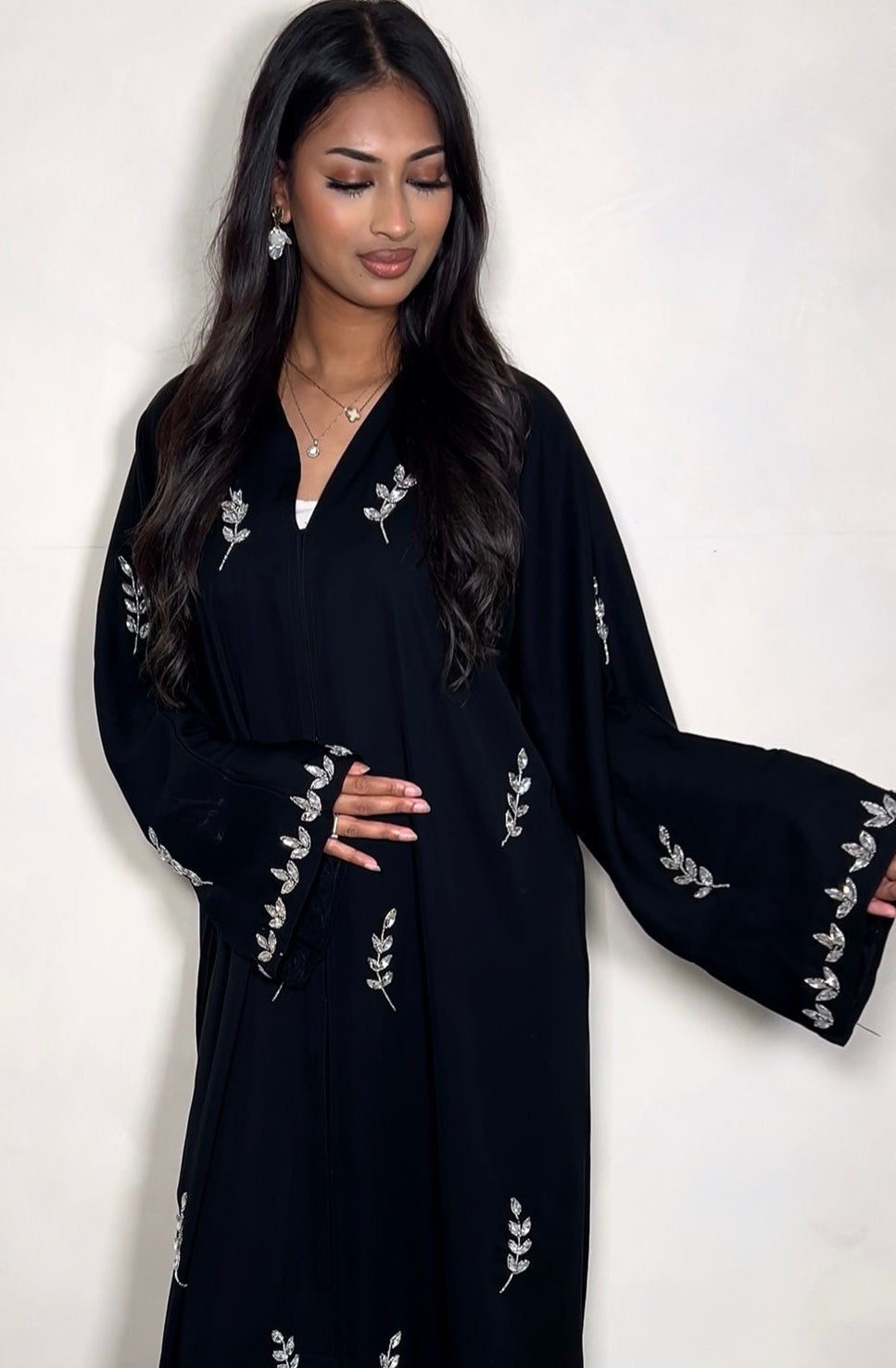 Eclipse abaya with chiffon scarf | BLACK