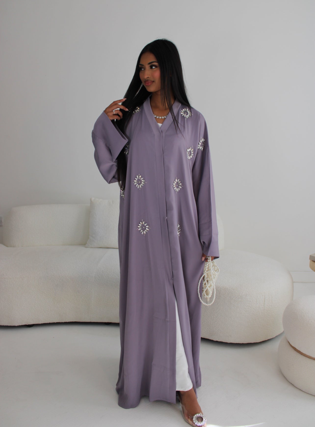 Marieme abaya lilac with chiffon scarf