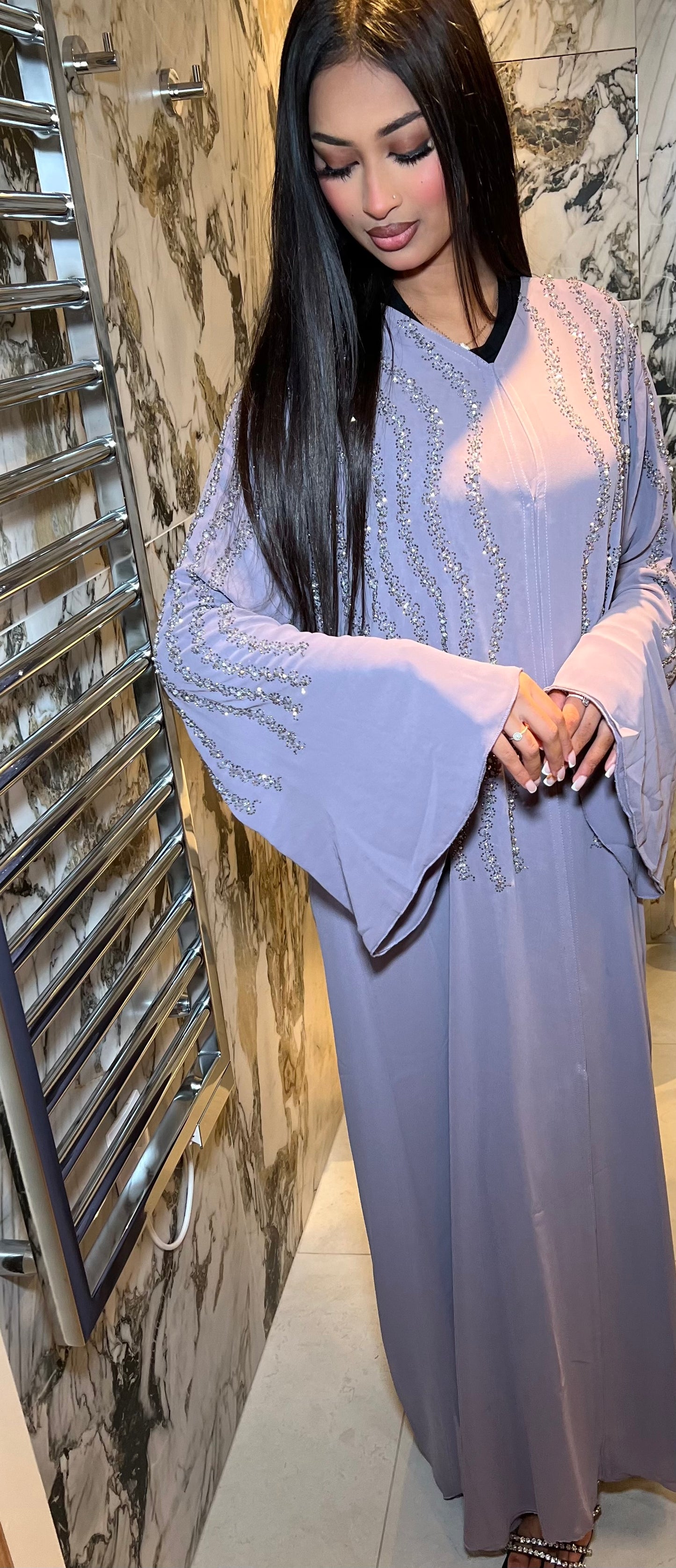 Twilight abaya lilac with chiffon scarf