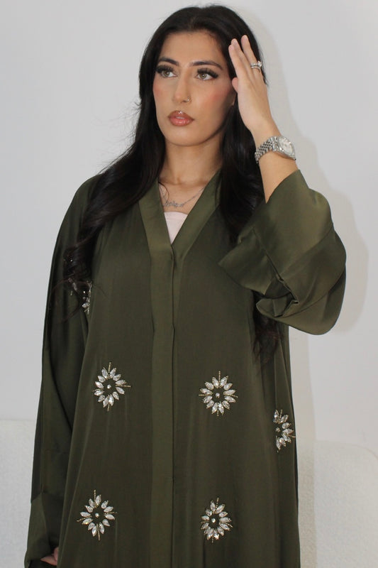 Marieme abaya olive with chiffon scarf