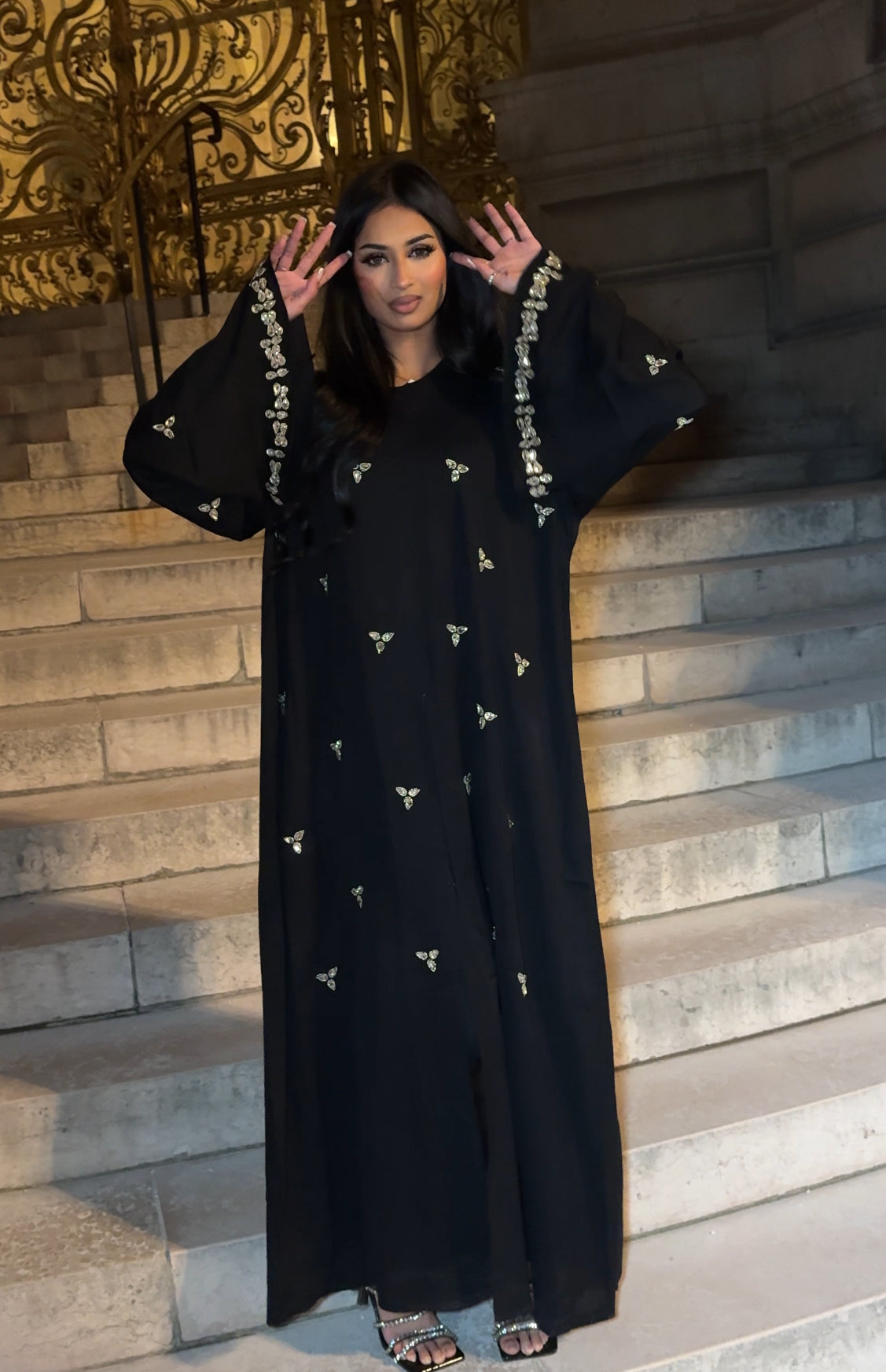 Starlight abaya with chiffon scarf