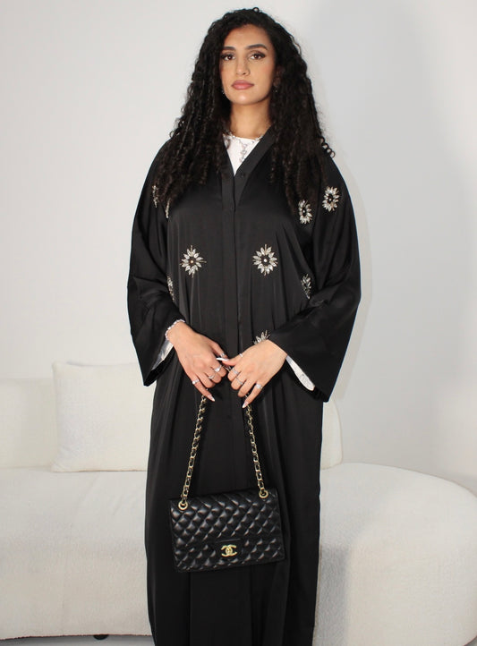 Marieme abaya in Black with chiffon scarf