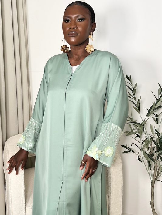 Astu Abaya with chiffon scarf | GREEN