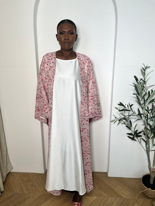 Printed Sparkly Kimono | PINK & WHITE (no hijab)