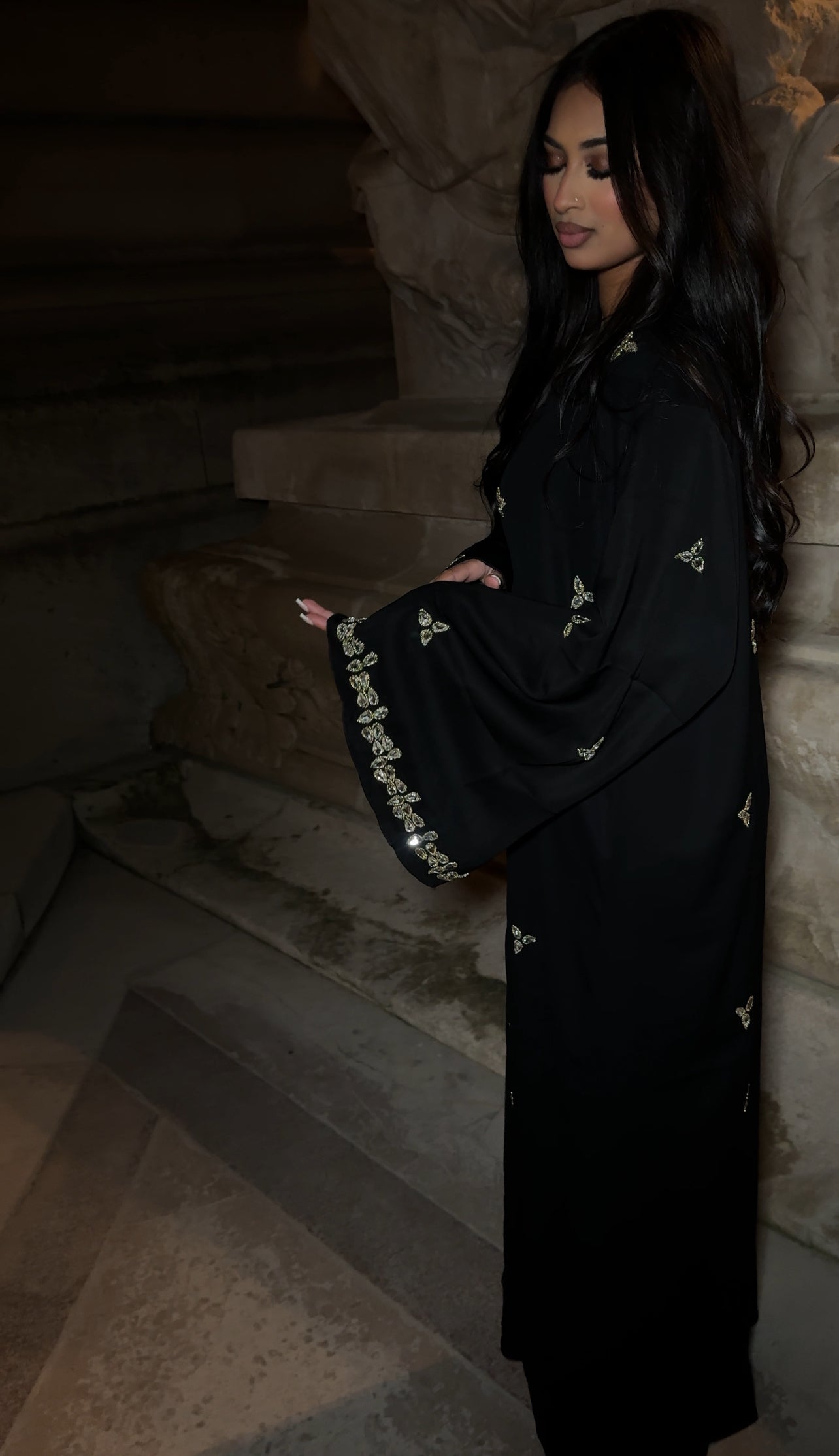 Starlight abaya with chiffon scarf