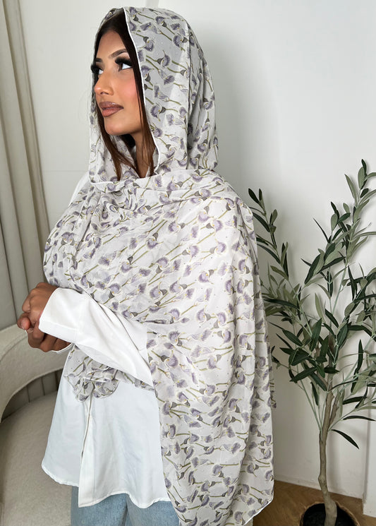 Printed Sparkle Chiffon Hijab | LILLA