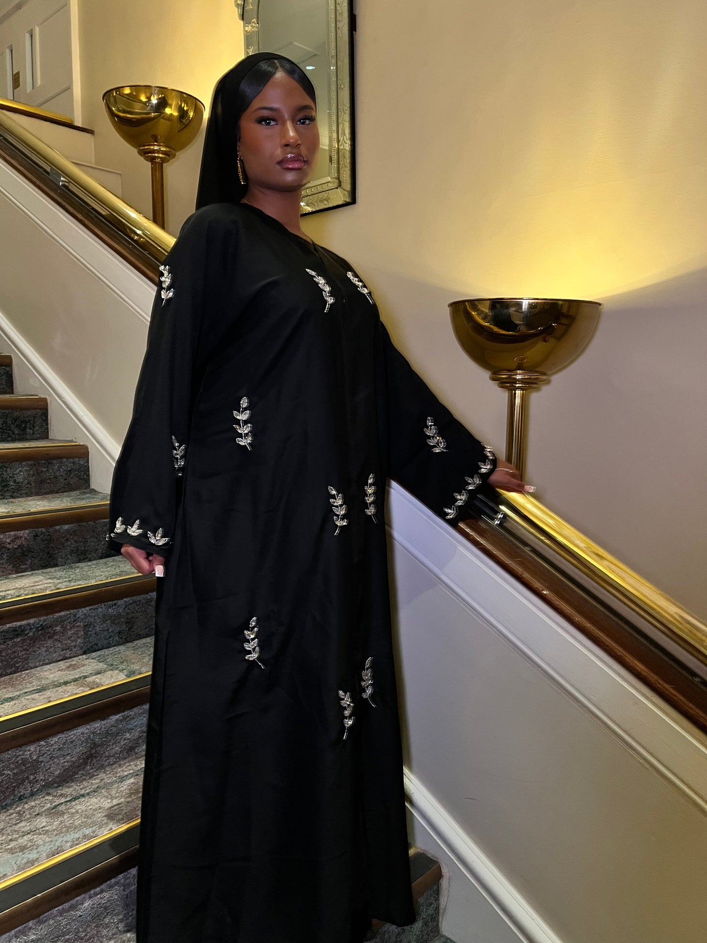 Eclipse abaya with chiffon scarf | BLACK